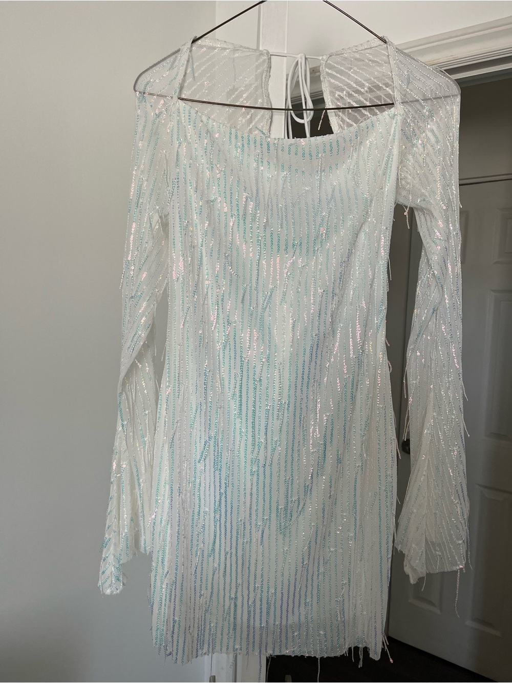 Lucy in the Sky White Iridescent Sequin Mini Dress